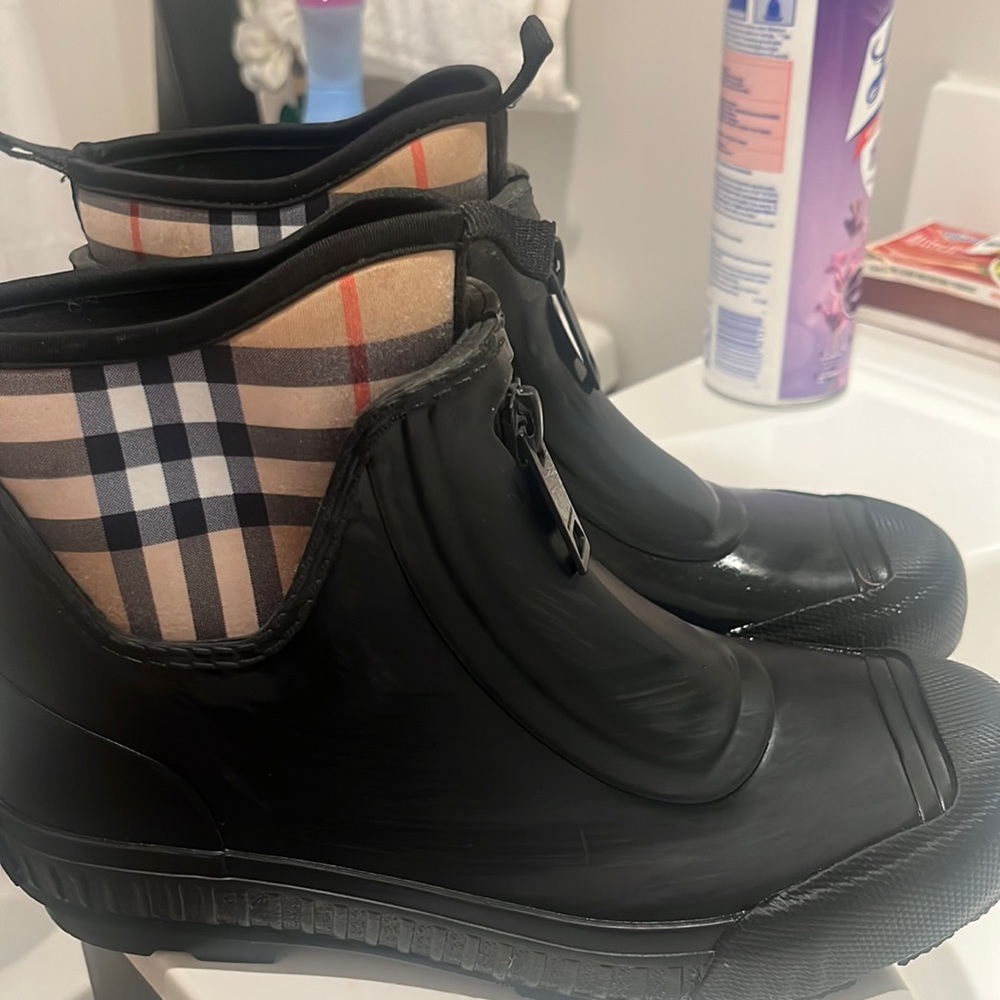 Burberry vintage check neoprene and rubber rain boots